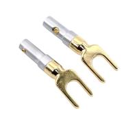 BIANMTSW Lot de 2 connecteurs Bananes plaqués Or de Type Y/U, connecteurs de câbles, Verrouillage à vis, Fourche, Fourche, Banane