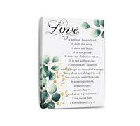 BIANMTSW Romantic Bible Verse Poster, Love Chapter Quote Canvas Art, Christian Marriage Gift, Bedroom Wall Decor for Newly Married Couples Unframed,12x18inch(30x45cm)