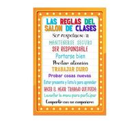 BIANMTSW Spanish Language Classroom Decor, Rules and Motivational Posters for Bulletin Board, Preschool Kindergarten Elementary Teacher Supplies Framed,12x18inch(30x45cm)