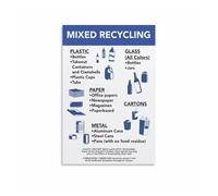 BIANMTSW What to Recycle Poster, Mixed Recycling and Waste Sorting Guide for Home, School, Office Frame Art Unframed,12x18inch(30x45cm)