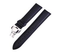 Biannbjx Bracelet de montre de remplacement 12mm-24mm, bracelet de montre en cuir à boucle papillon, Noir, 18mm