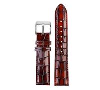 Biannbjx Bracelet de montre en cuir de veau à Texture Crocodile, 18mm, 20mm, 22mm, boucle solide pour hommes, Marron-argent, 22mm