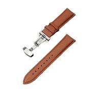 Biannbjx Bracelet de montre en cuir Grain Litchi avec boucle papillon 18mm 20mm 22mm hommes femmes bracelets de montre accessoires, Marron clair, 18mm