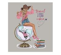 Bianriche Amis Fer sur Patchs de Transfert Globe Fille Autocollants de Transfert de Chaleur Bricolage Appliques Patchs pour T-Shirt Jean Accessoires-S