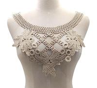 Bianriche Dentelle Applique Col Patch Brodé Coudre sur Floral Patches Décolleté pour Robe De Mariage Décolleté Garniture Vêtements, D