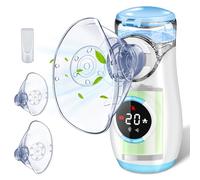 BIAOQINBO Nebulisateur pour Adultes et Enfants,Nebulisateur Portable Silencieux avec Ecran Digital,Nébuliseur Rechargeable Inhalateur Aerosol Medical Electrique avec 2 Masques et Embout Buccal