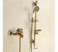 BiaoTeng Barre de Douche avec Pommeau et Douchette Rende eau Chaude et Froide Laiton Monocommande Barre de Douche avec Pommeau et Robinet Antique