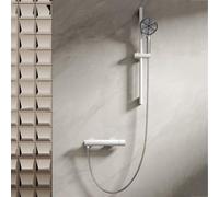 BiaoTeng Barre de Douche avec Pommeau et Tuyau Ronde 4 Modes eau Chaude et Froide Robinet Baignoire avec Douchette Laiton Blanc