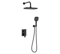 BiaoTeng Colonne de Douche Encastrée Noir Murale Laiton eau Chaude et Froide Colonne Douche Salle de Bain