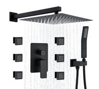 BiaoTeng Colonne de Douche Encastrer Multifonction avec Douchette Monocommande Colonne de Douche Encastrer Set de Douche Noir