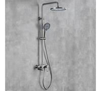 BiaoTeng Colonne de Douche Ronde en Laiton Pivoter à 360° 3 Modes eau Chaude et Froide Kit Douche Salle de Bain avec Mitigeur Gris