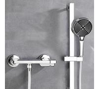 BiaoTeng Ensemble Barre de Douche avec Pommeau eau Chaude et Froide Laiton Barre de Douche avec Pommeau et Douchette Chrome