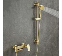 BiaoTeng Ensemble Barre de Douche avec Pommeau eau Chaude et Froide Laiton Barre de Douche avec Pommeau et Tuyau Or Brossé