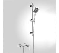 BiaoTeng Ensemble Barre de Douche avec Pommeau Ronde 3 Modes eau Chaude et Froide Monocommande Robinet Baignoire avec Douchette Chrome