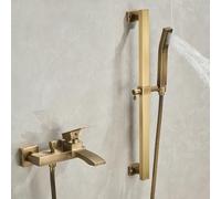 BiaoTeng Ensemble Pommeau de Douche et Barre Retro Monocommande eau Chaude et Froide Laiton Kit Barre de Douche avec Mitigeur Antique