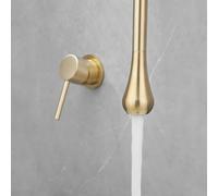 BiaoTeng Goutte d'eau Suspendu Robinet de Plafond Lavabo Monocommande en Laiton Chaud et Froid Suspendu Mitigeur Lavabo pour Salle de Bain Or Brossé