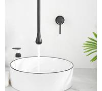 BiaoTeng Goutte d'eau Suspendu Robinet de Plafond Lavabo Monocommande en Laiton Chaud et Froid Suspendu Mitigeur Lavabo pour Salle de Bain Noir