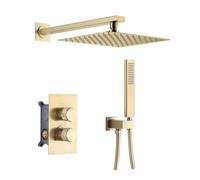 BiaoTeng Kit Douche Encastrée Laiton eau Chaude et Froide Colonne de Douche Encastrable Or Brossé
