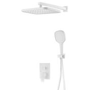 BiaoTeng Kit Douche Encastrée Mural eau Chaude et Froide Laiton Ensemble de Douche Encastrable Blanc