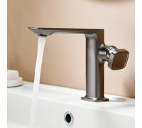 BiaoTeng Mitigeur Lavabo Monocommande eau Chaude et Froide Laiton Robinet Lave Main Gris