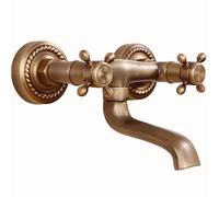 BiaoTeng Mitigeur Mural Lavabo Ancien,Robinet De Cuisine Laiton Antique Double PoignéE,Robinet Mitigeur Lavabo Mural,Robinet Lavabo Retro Laiton