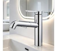 BiaoTeng Mitigeur Salle de Bain avec Douchette Extractible et 3 Modes eau Chaude et Froide Laiton Robinet Lavabo Salle de Bain Monotrou Chromé