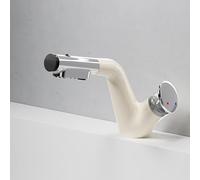 BiaoTeng Mitigeur Salle de Bain avec Douchette Extractible et 3 Modes eau Chaude et Froide Laiton Robinet Lavabo Moderne Blanc Lait + Chromé