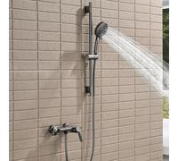BiaoTeng Robinet de Baignoire Cascade Mural 3 Modes eau Chaude et Froide Laiton Set Mitigeur Baignoire avec Douchette Gris
