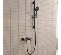 BiaoTeng Robinet de Baignoire Cascade Mural 3 Modes eau Chaude et Froide Laiton Set Mitigeur Baignoire avec Douchette Noir
