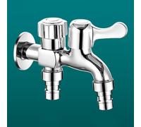 BiaoTeng Robinet Machine A Laver Double Sortie 1/2 Robinet Mural Machine à Laver laiton Un entré deux sortis Robinet De Jardin Double Sortie Mitigeur Machine à Laver, argent A