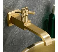 BiaoTeng Robinet Mural Simple Eau Froide 1/2 Antique | Robinet Mural Eau Froide Uniquement avec Poignée Croisée Laiton et Économie D'eau pour Balcon Salle de Bain Jardin