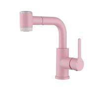 BiaoTeng Robinet Rotatif 360 Mitigeur Lavabo avec Douchette Extractible 150 Cm et 3 Modes eau Chaude et Froide Inox Robinet Salle de Bain avec Flexible Rose