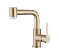 BiaoTeng Robinet Rotatif 360 Mitigeur Lavabo avec Douchette Extractible 150 Cm et 3 Modes eau Chaude et Froide Inox Robinet Salle de Bain avec Flexible Or Brossé