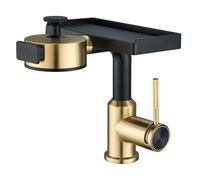 BiaoTeng Robinet Salle de Bain avec Douchette Extractible et 3 Modes eau Chaude et Froide Laiton Mitigeur Lavabo Extensible Or Brossé