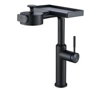 BiaoTeng Robinet Salle de Bain avec Douchette Extractible et 3 Modes eau Chaude et Froide Laiton Mitigeur Lavabo Extensible Noir Haut