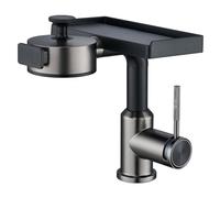 BiaoTeng Robinet Salle de Bain avec Douchette Extractible et 3 Modes eau Chaude et Froide Laiton Mitigeur Lavabo Extensible Gris