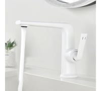 BiaoTeng Robinet Salle de Bain Classique Laiton Blanc | Mitigeur Lavabo Salle de Bain Monocommande eau Chaude et Froide économie D'eau en 60cm Tuyau G1/2
