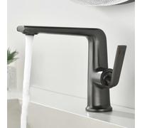 BiaoTeng Robinet Salle de Bain Classique Laiton Gris | Mitigeur Lavabo Salle de Bain Monocommande eau Chaude et Froide économie D'eau en 60cm Tuyau G1/2