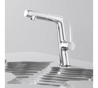 BiaoTeng Robinet Salle de Bain Extensible et 3 Modes eau Chaude et Froide Laiton Mitigeur Lavabo avec Douchette Extractible 150 Cm Chromé