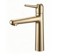 BiaoTeng Robinet Salle de Bain Moderne Laiton Or Brossé | Mitigeur Lavabo Monocommande eau Chaude et Froide économie D'eau en 60cm Tuyau G1/2