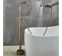 BiaoTeng Robinet Sur Pied Baignoire Ilot Vintage Rotatif à 360° eau Chaude et Froide Monocommande Laiton Mitigeur Baignoire Ilot Sur Pied Antique