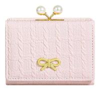 BIAOTIE Portefeuille pour femme avec blocage RFID à trois volets avec porte-cartes pour femmes et filles, rose, Mignon