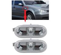 BIAREN Lot de 2 clignotants latéraux transparents pour Volkswagen VW Transporter T5 Caddy Golf Passat Polo Bora Amarok Sharan Seat Alhambra Toledo Leon Ibiza Cordoba Ford Galaxy 1J0949117
