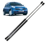 BIAREN Lot de 2 vérins à gaz pour hayon arrière pour Nissan Micra Mk3 K12 2002-2010 Système de levage 360 (N) 501 mm 90450AX000 90450AX610 90451AX000