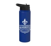 Biarritz Côte Basque France Ornée Fleur de Lis Blanc Stainless Steel Insulated Water Bottle