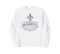 Biarritz Côte Basque France Ornée Fleur de Lis Bleu Marine Sweatshirt
