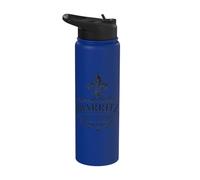 Biarritz Côte Basque France Ornée Fleur de Lis Noir Stainless Steel Insulated Water Bottle