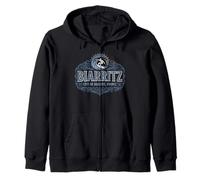 Biarritz Côte des Basques France Surf Ornement pour Dark Sweat à Capuche
