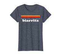 Biarritz Surfeur France Pays Basque Couleur Retro T-Shirt, Femme, Bleu Chiné, XL