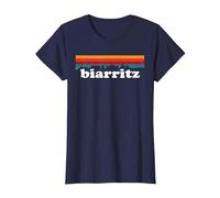 Biarritz Surfeur France Pays Basque Couleur Retro T-Shirt, Femme, Bleu Marine, L